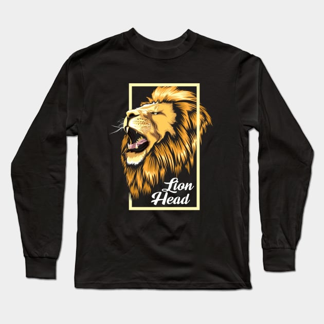 lion head hand drawn Long Sleeve T-Shirt by Mako Design 